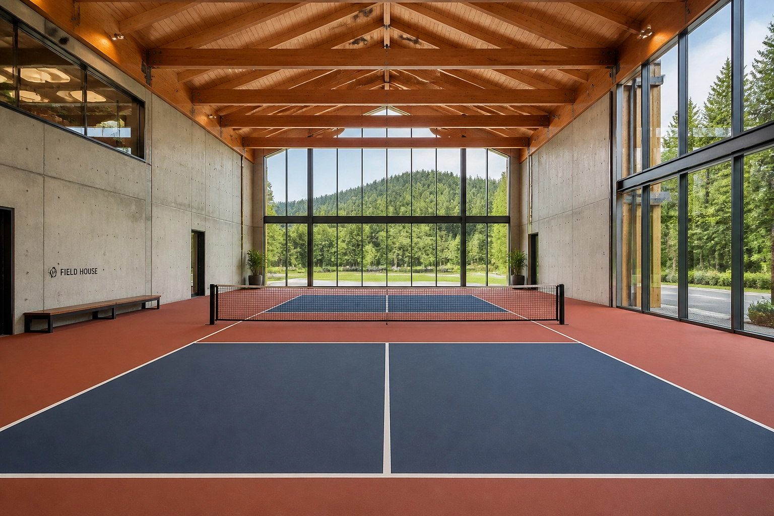Indoor pickleball venue considered as part of an acoustic planning strategy