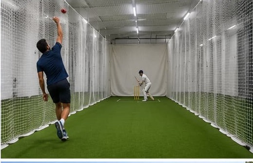 Indoor cricket practice lane