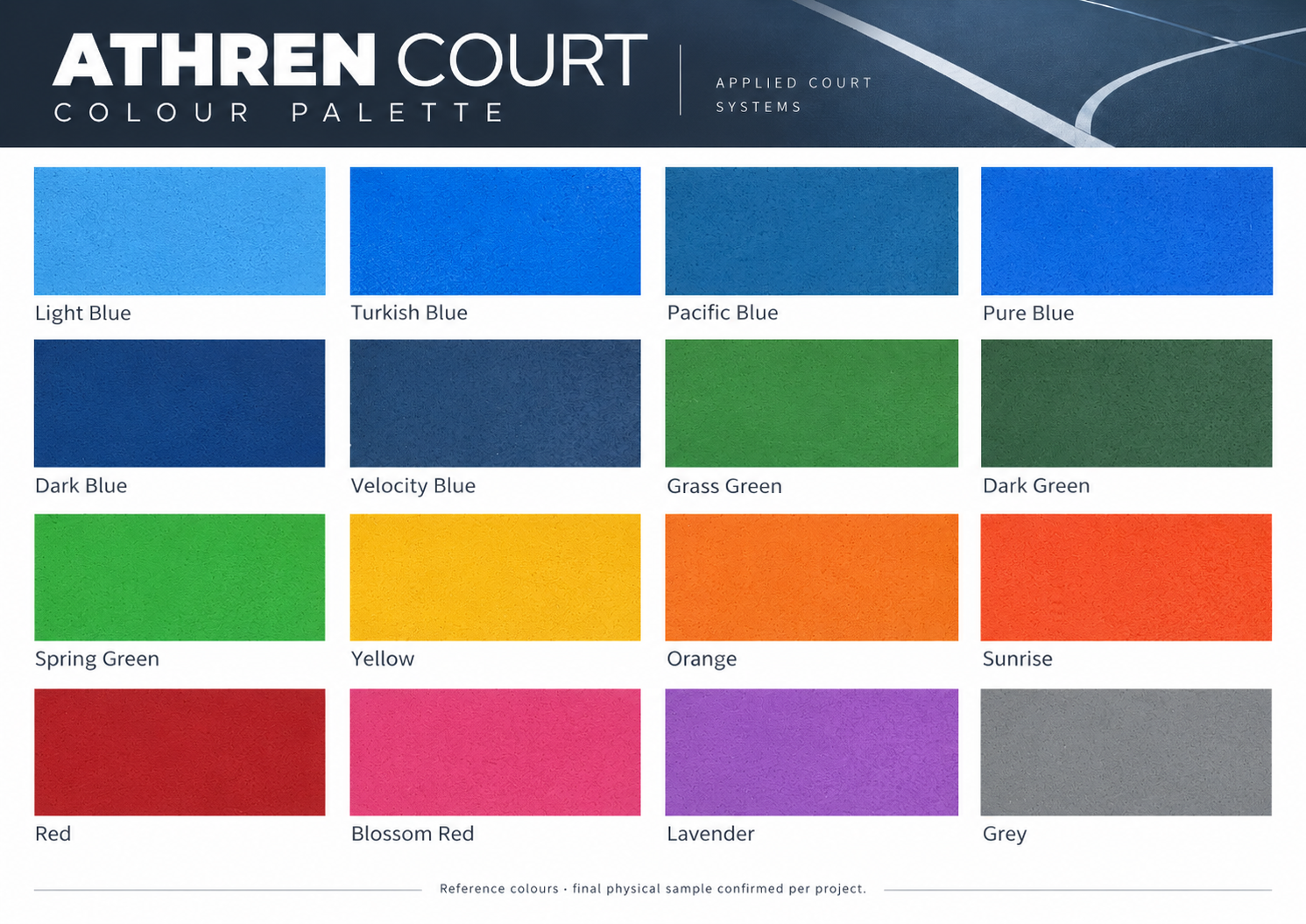 ATHREN tennis court applied surface colour palette