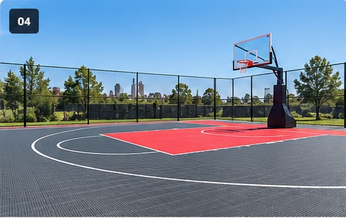 Sports court flooring for three by three basketball