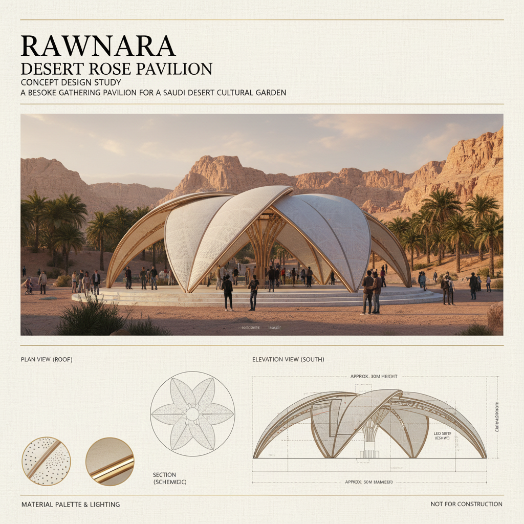 RAWNARA concept design presentation for Desert Rose Pavilion