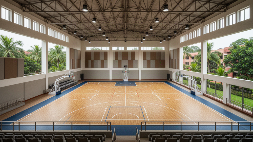 India sports campus: spectators, circulation and hospitality — original Apollo design illustration of a sample project setting