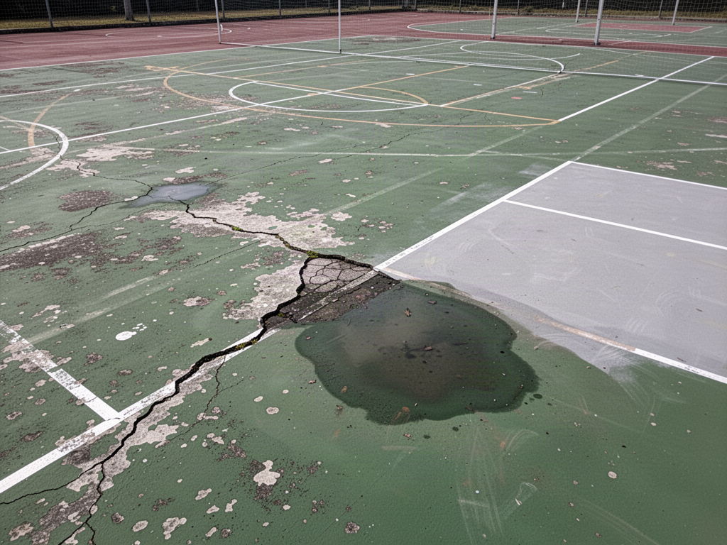 Existing painted sports court substrate and coating assessment reference