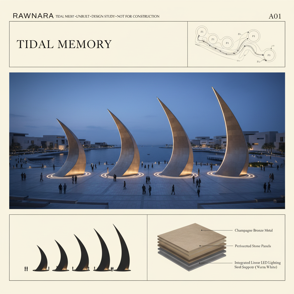 Original RAWNARA Tidal Memory waterfront architectural art proposal