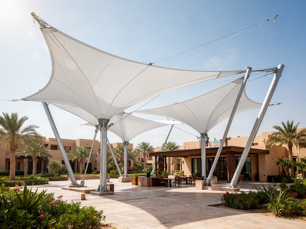 Permanent membrane architecture — architectural concept illustration