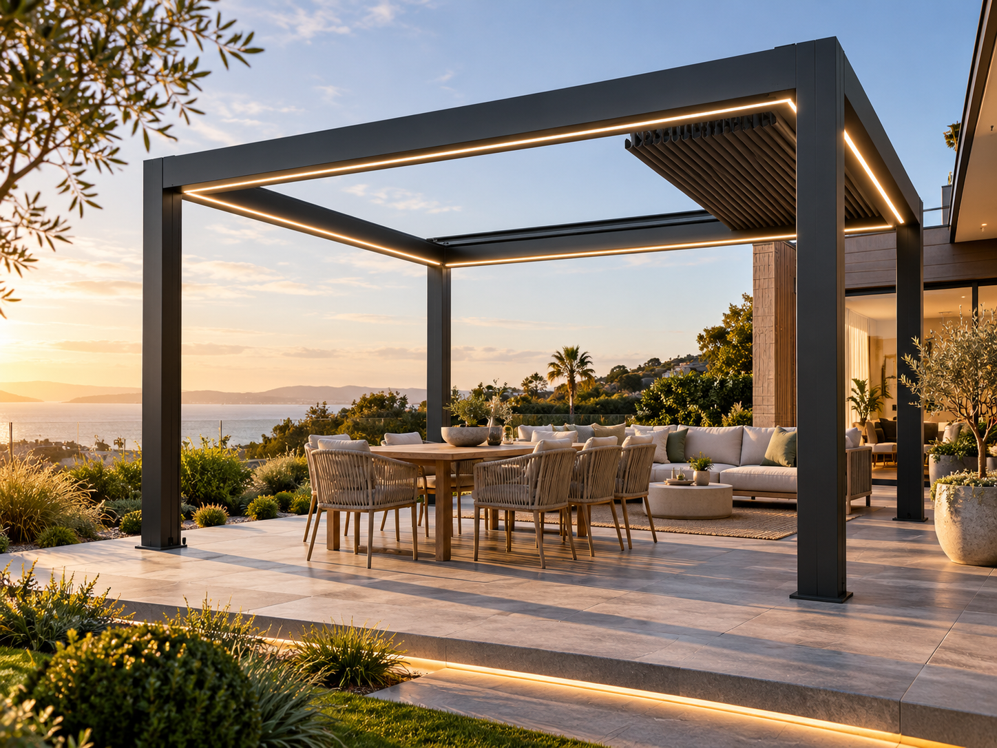 CADARN APERTA — Standalone + wall-mounted + roof-only retractable aluminium roof