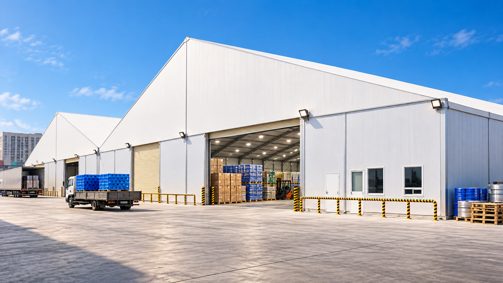 Large clear-span hangar-style storage structure