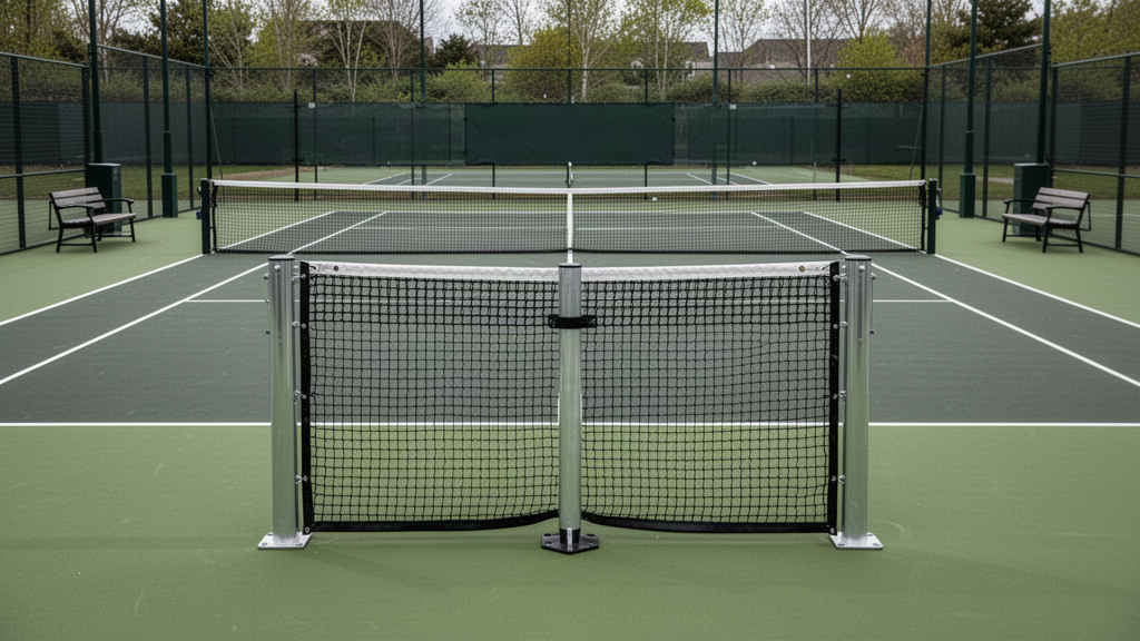 Professional tennis net and post equipment