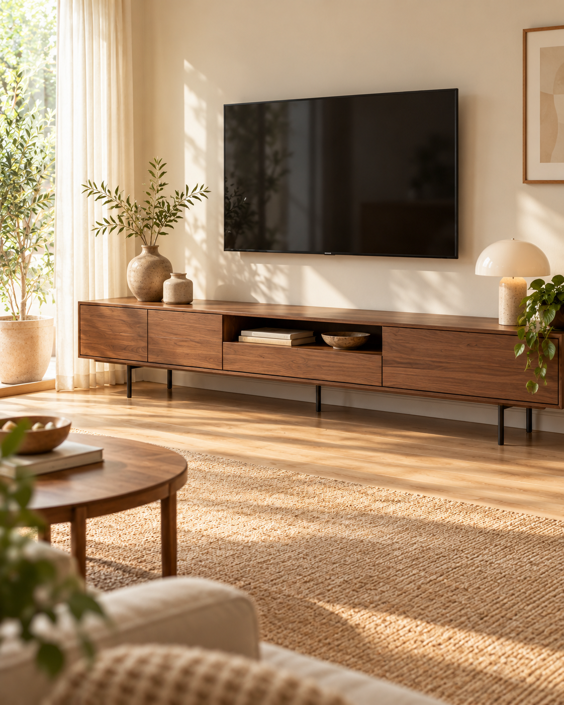 Walnut Media Console — SKELVAR XXGL-50WS