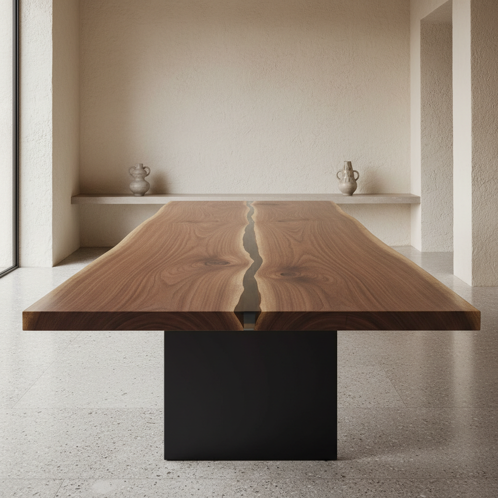 Editorial visual for the SKELVAR ATELIER HAVN walnut dining table