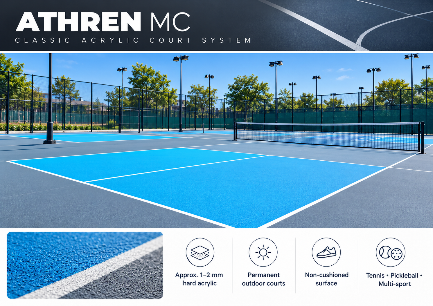 ATHREN MC classic hard acrylic tennis court system
