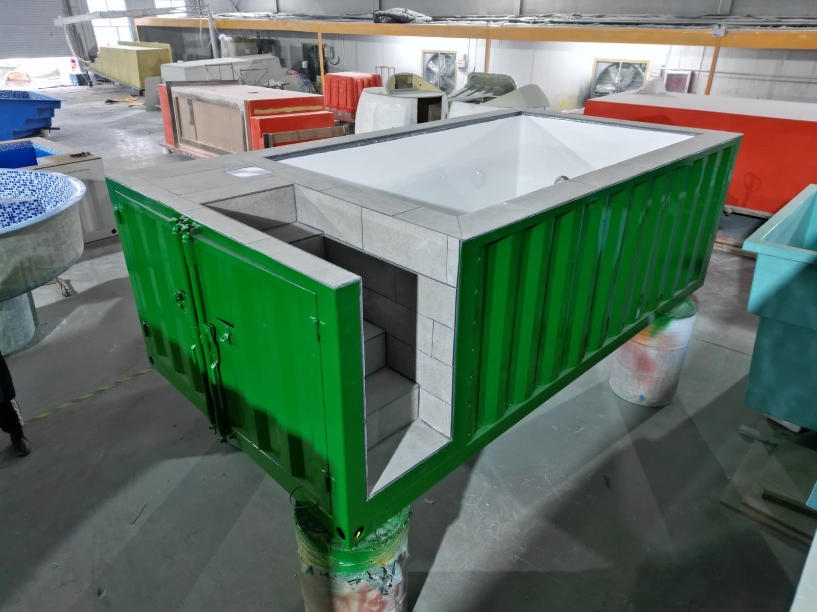 Modular pool structure during site preparation