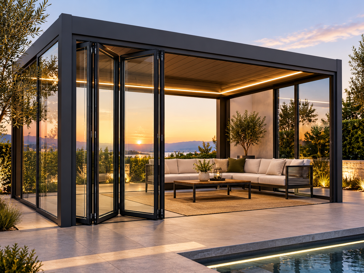 Frameless sliding glass doors — illustrative accessory image