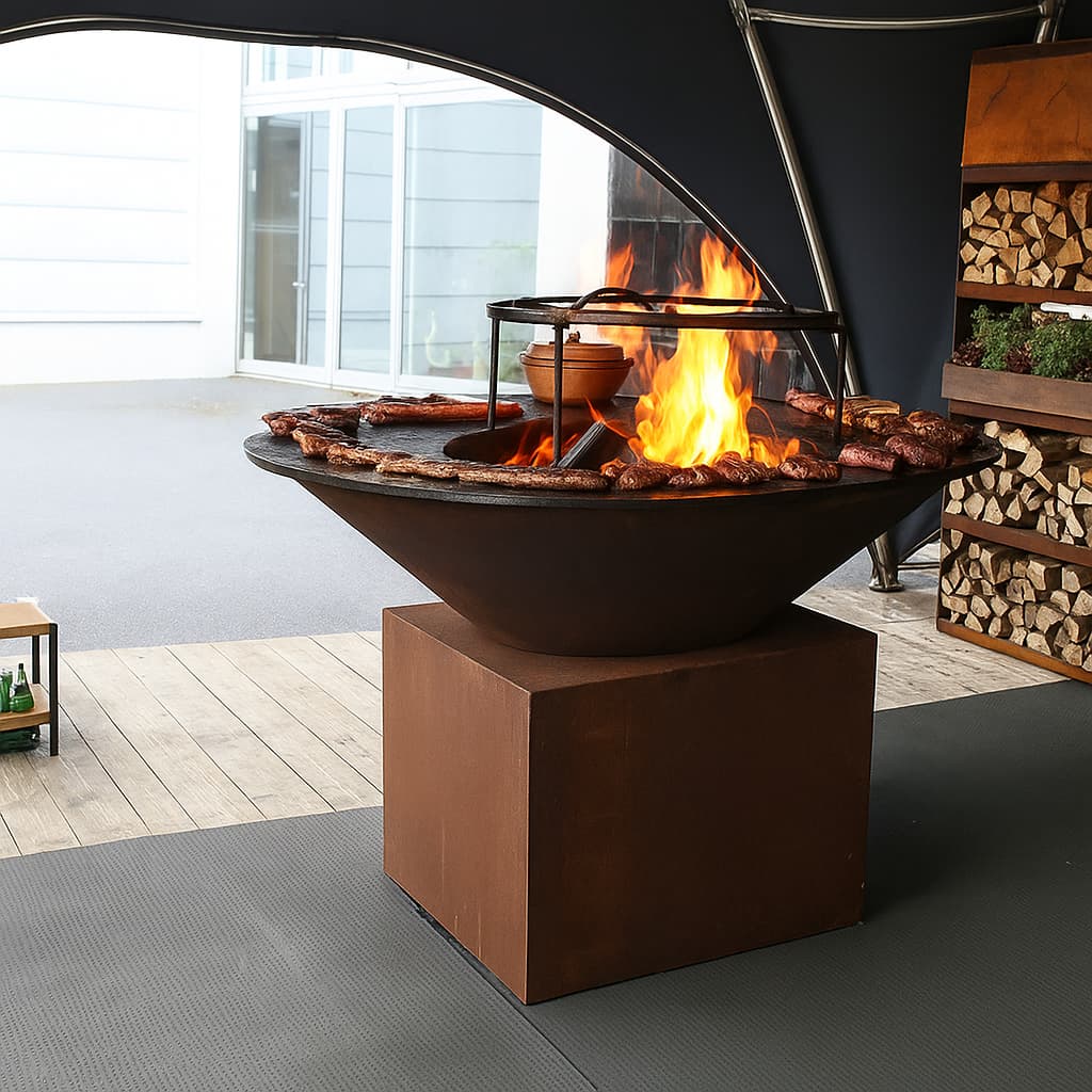 Live-fire grilling and cooking accessories on a FJARVIK grill