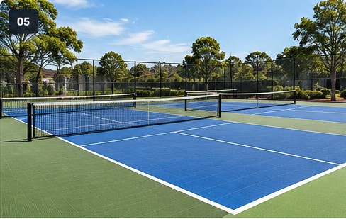Textured racquet-sport court flooring reference