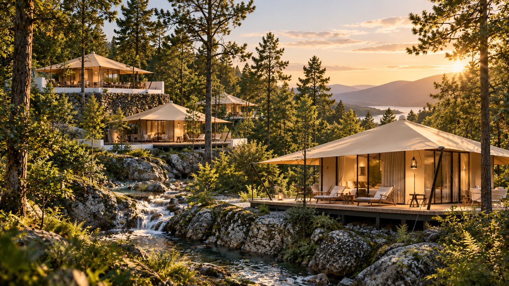 Tented resort accommodation suitable for tropical hospitality projects