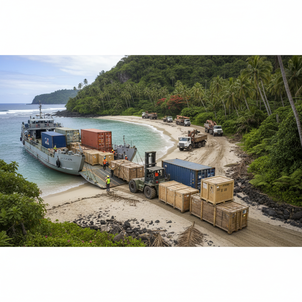 International freight terminal used as a remote-project logistics planning reference