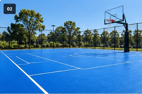 Modular outdoor sports tile court