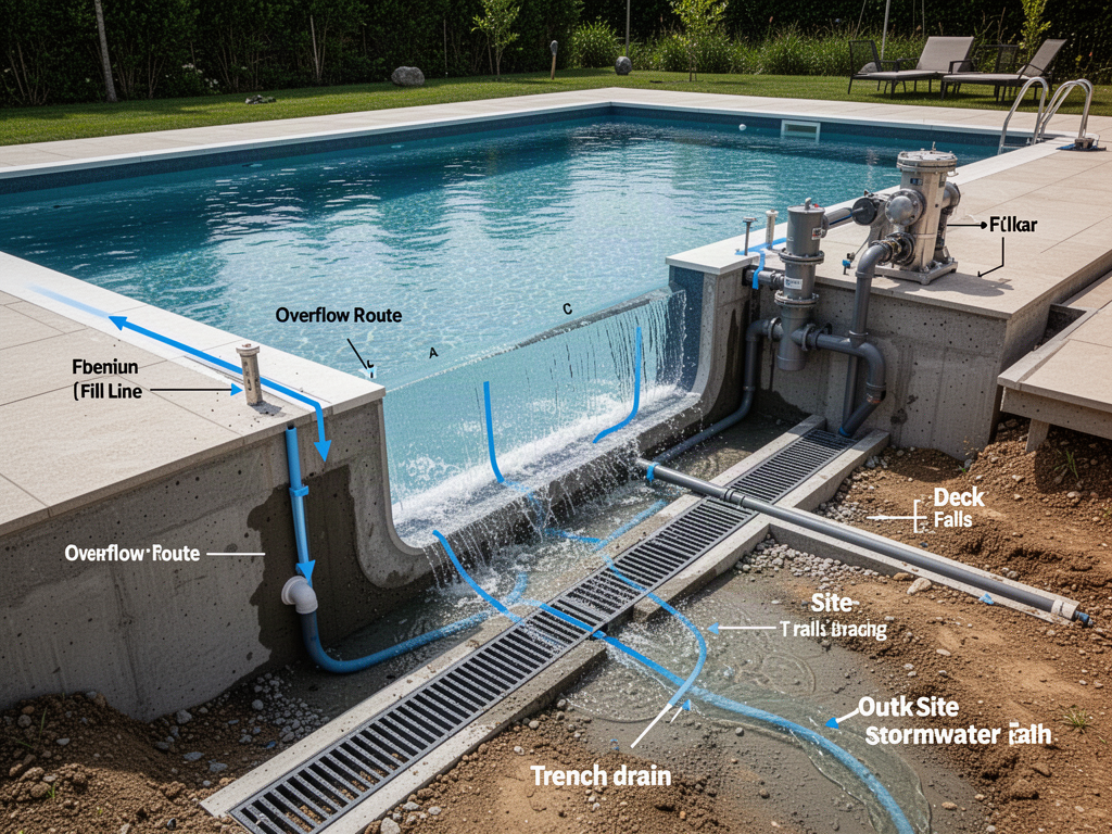 Modular pool and surrounding outdoor site