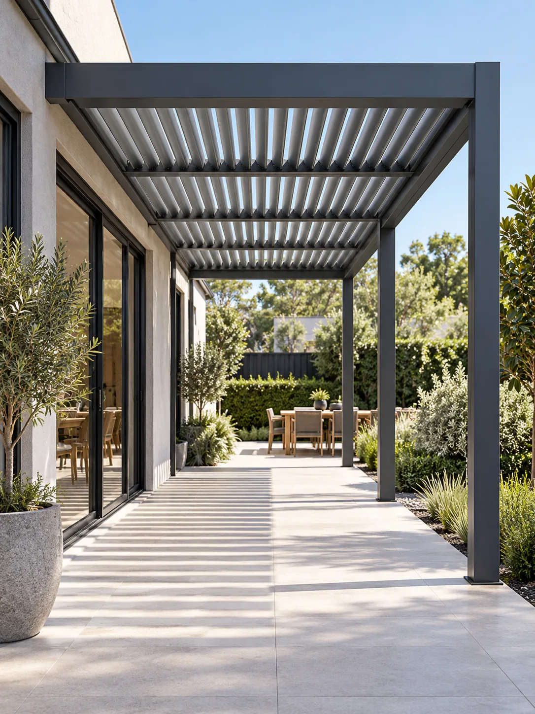 CADARN aluminium louvre pergola in a New Zealand outdoor setting