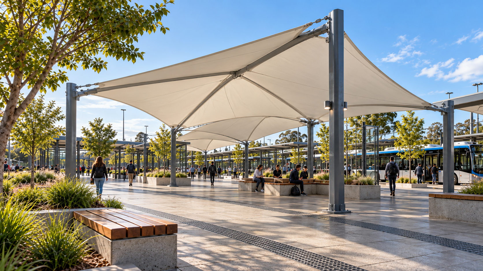 Transport and pedestrian shelter — original architectural concept illustration