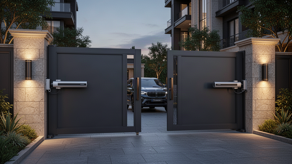 DORVARN swing gate automation with linear actuators at a premium entrance