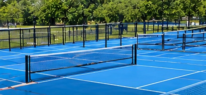 Portable or roll-out pickleball courts in an indoor venue