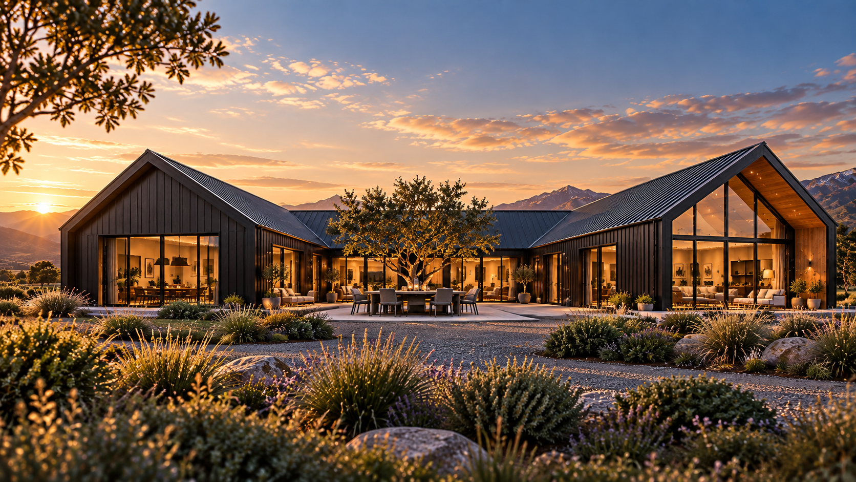 HALDVAR H4 COURT contemporary gabled residential wings arranged around a landscaped central courtyard