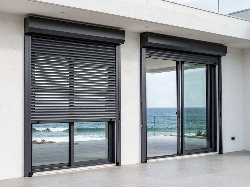 Exterior shutter system representing the main hurricane shutter selection pathways