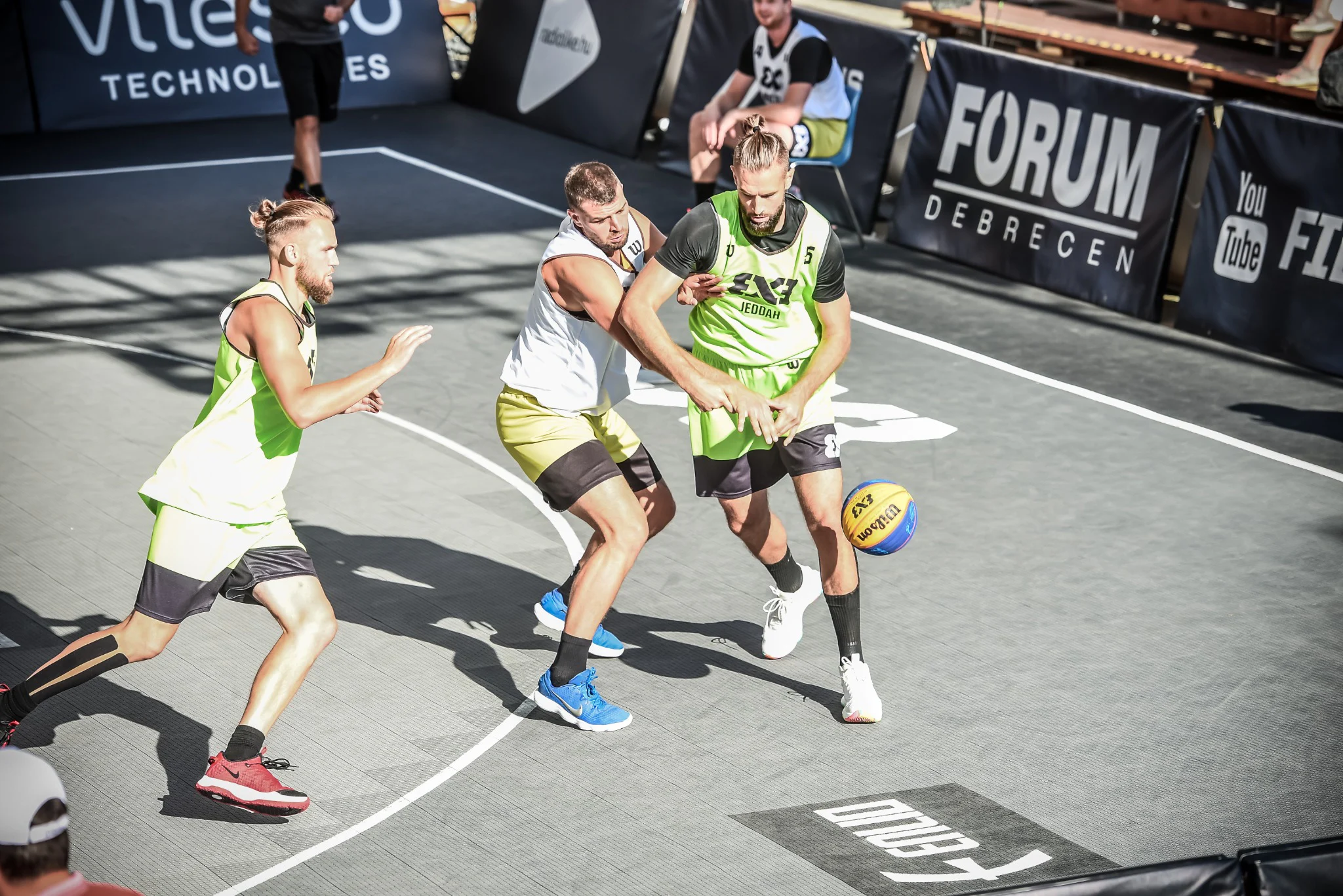 International 3x3 basketball court using modular sports flooring in a competition environment
